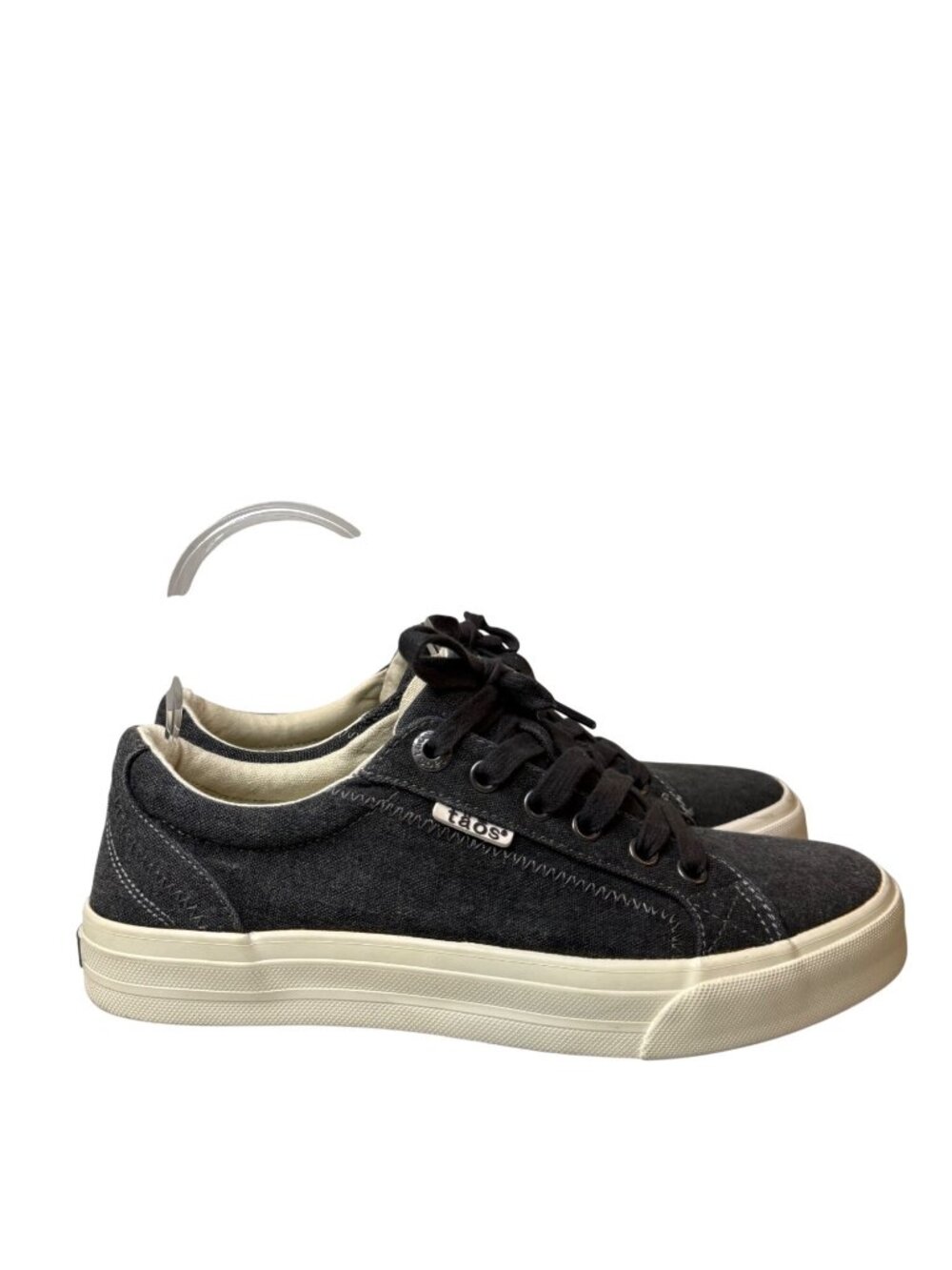 Taos Plim Soul Black/Grey Canvas Lace-Up Sneakers Womens US 7.5 Casual Low Top S